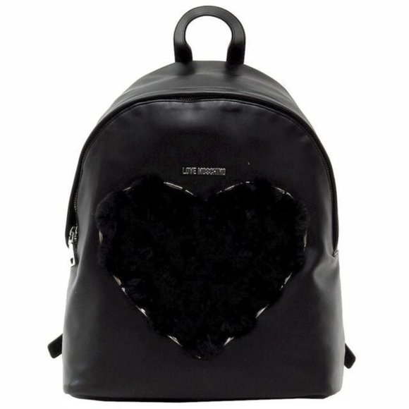 LOVE MOSCHINO BLACK FUZZY HEART BACKPACK NWOT main image 4